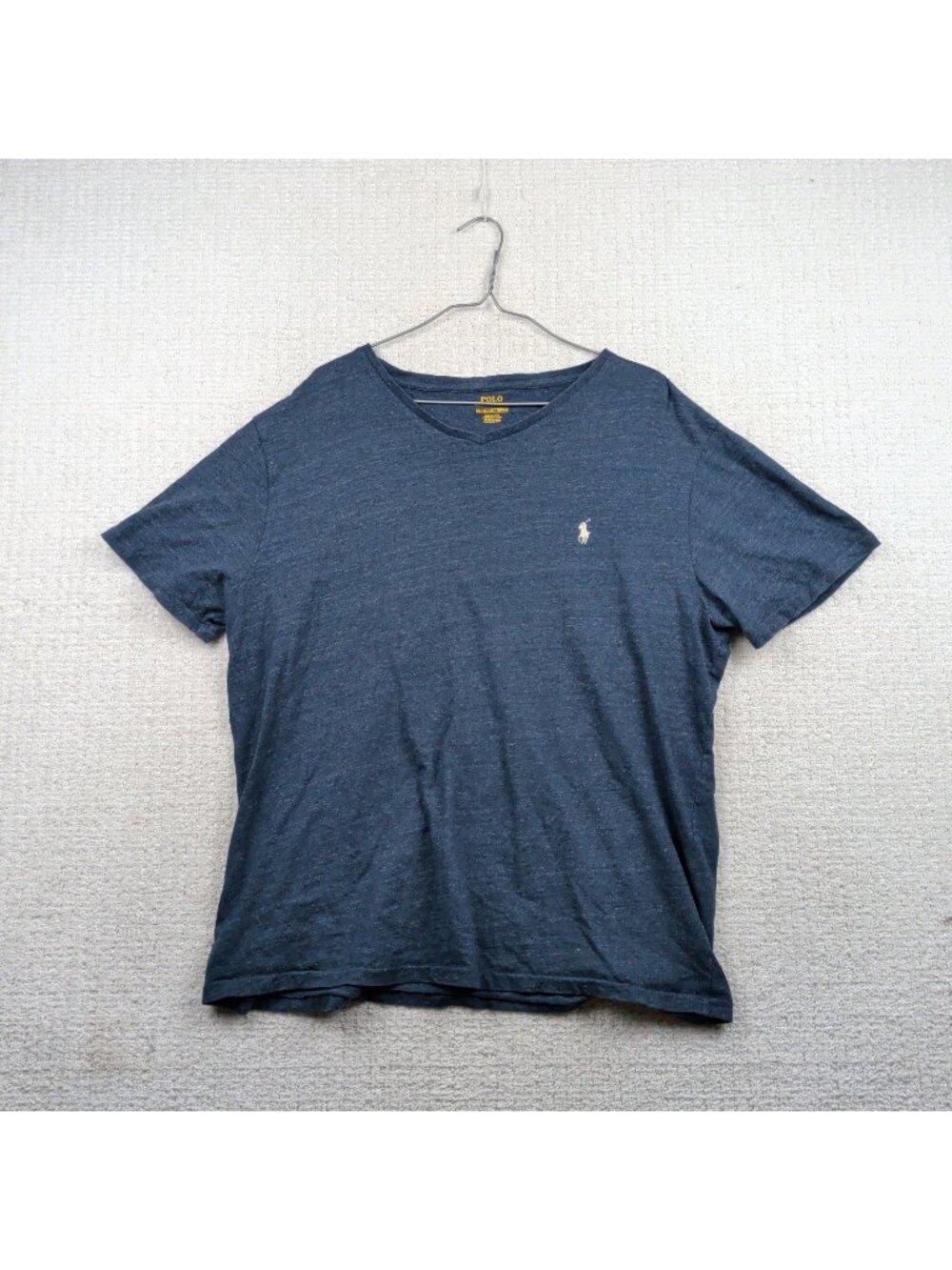 Polo Ralph Lauren Mens Blue Heather V-Neck T-Shirt Short Sleeve Pony Logo XL *